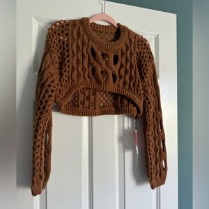 Cider Cropped Cut-Out Sweater